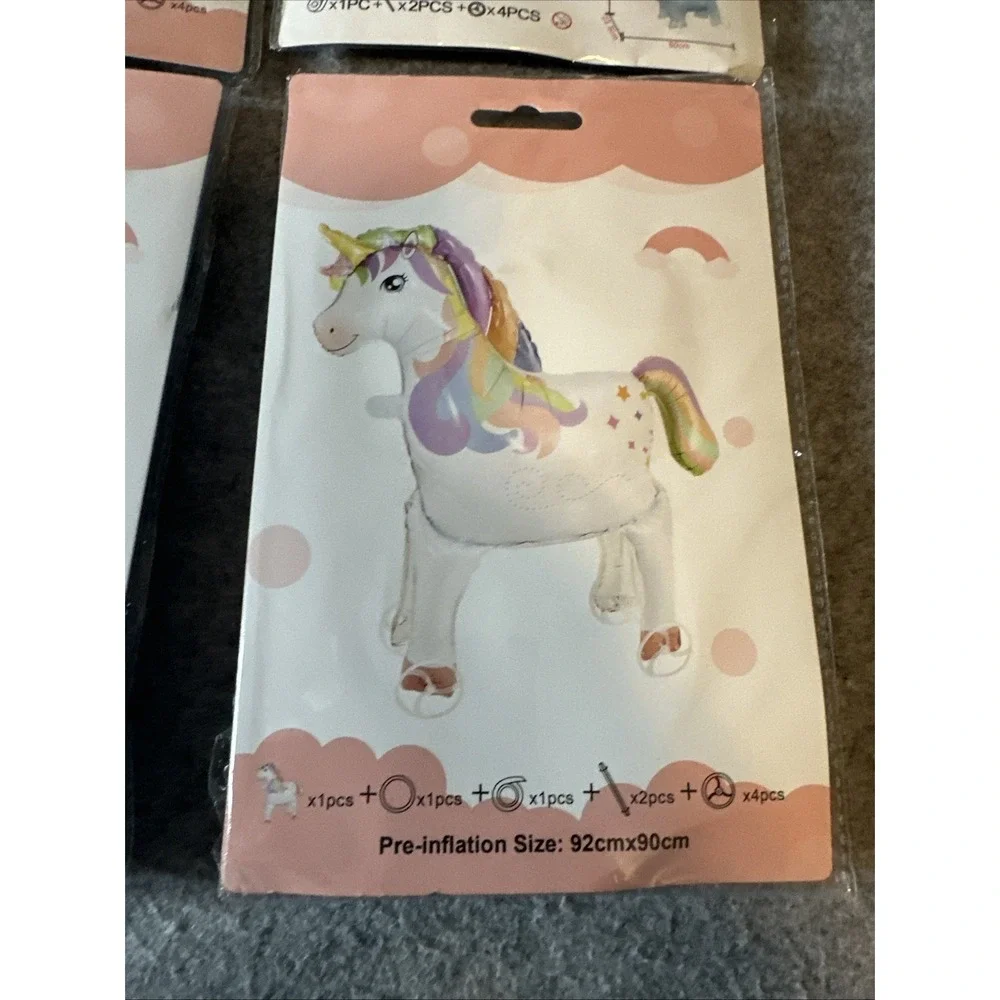 4 Pcs Walking Animal Balloon With Wheels Foil Balloon For Kids Party